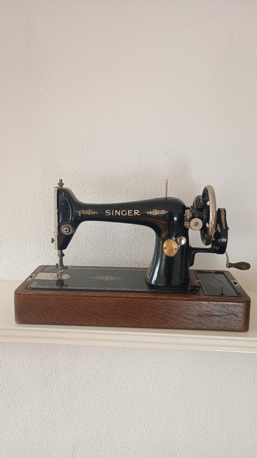 Antieke Singer Naaimachine No. 66 uit 1928 met handleiding, Ophalen