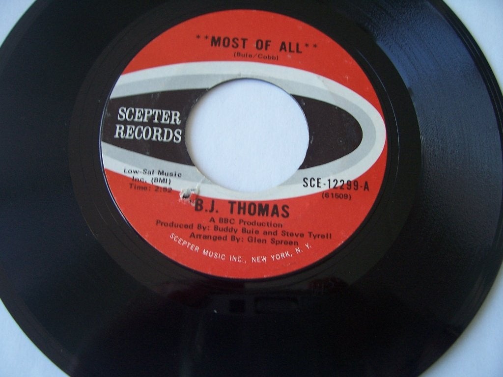 B.J. Thomas / Scepter 12299 / Most of all, Cd's en Dvd's, Gebruikt, Verzenden, Overige genres, 7 inch