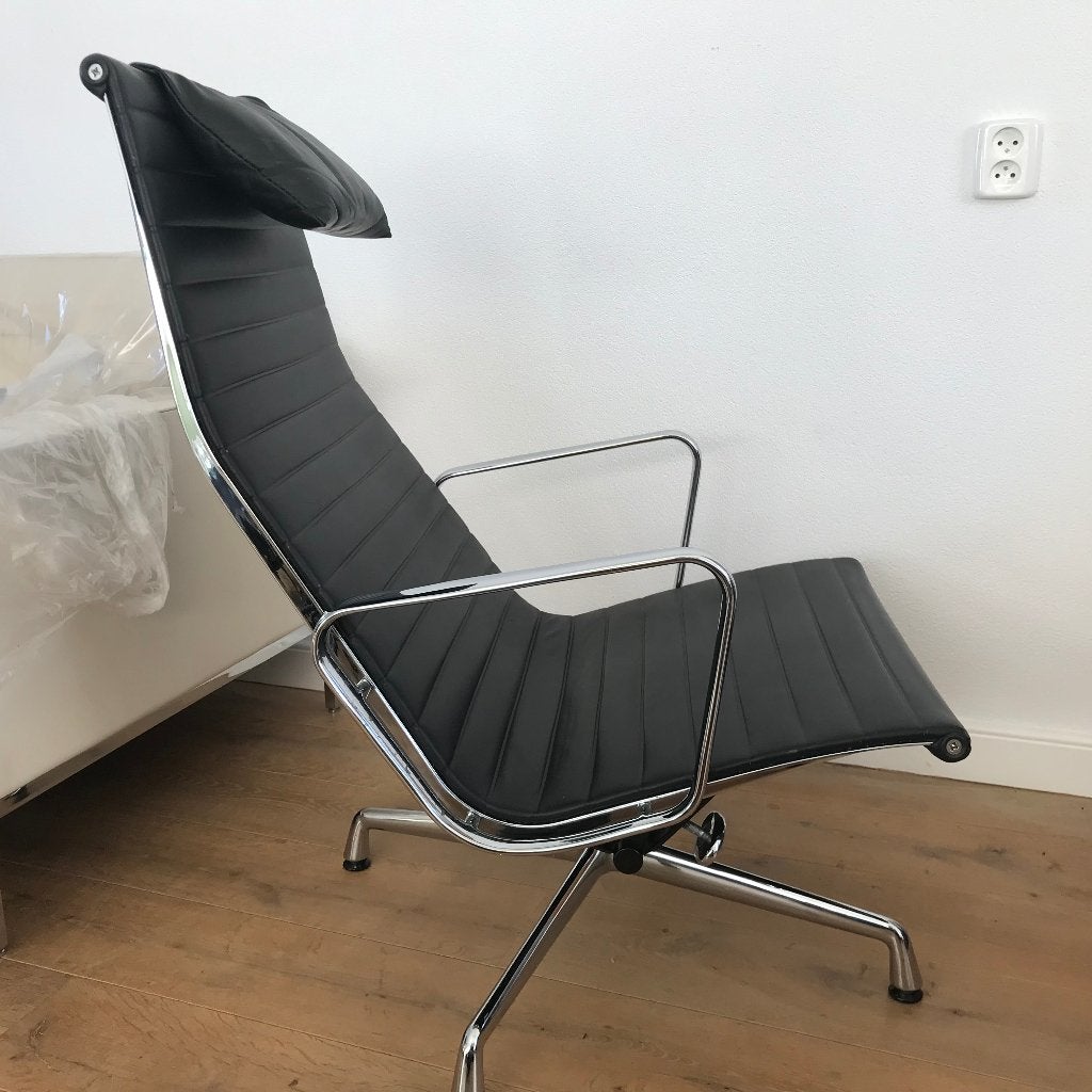 IZGS Vitra Eames dubbel leer fauteuil EA 124 chroom vintage, Gebruikt, Leer, Ophalen of Verzenden, Nvt