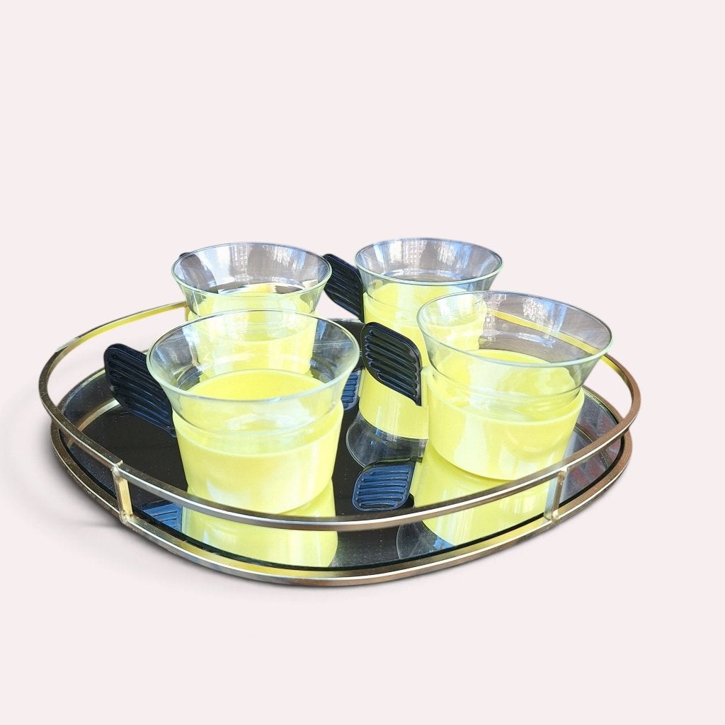 Vintage Thee / Koffie glaasjes met dienblad, Glas of Glazen, Gebruikt, Overige merken, Ophalen of Verzenden