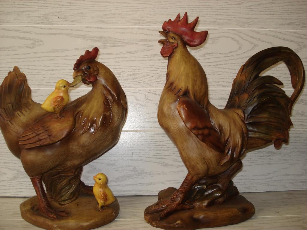 kip en haan beelden Porcelein    41  cm hoog, Verzamelen, Beelden en Beeldjes, Ophalen of Verzenden, Zo goed als nieuw, Dier