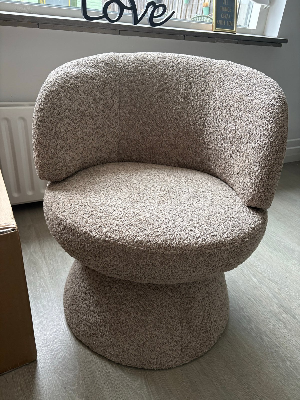 Nieuwe Draaifauteuil Bouclé - Taupe (Action), Twee, Overige kleuren, Nieuw, Ophalen of Verzenden