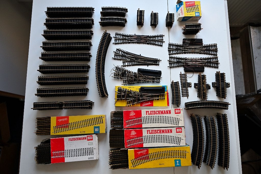 Grote partij Fleischmann Modellgleis h0, Hobby en Vrije tijd, Modeltreinen | H0, Gebruikt, Gelijkstroom, Fleischmann, Rails