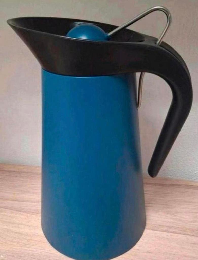 Blauwe Hema Nikolai Carels vintage thermoskan., Ophalen of Verzenden