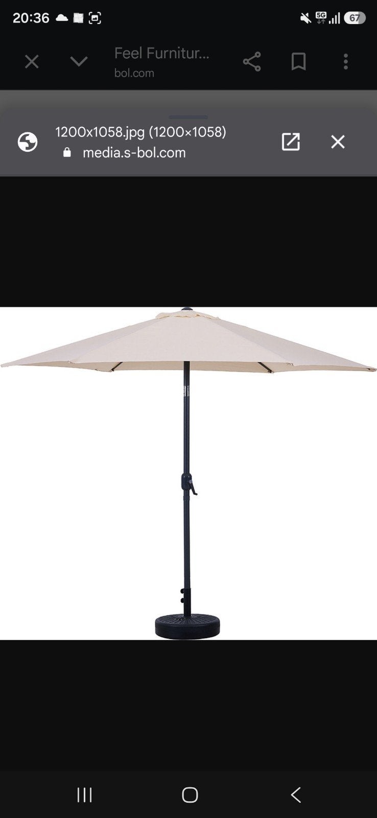 Feel Furniture Parasol met kantelfunctie - Crème