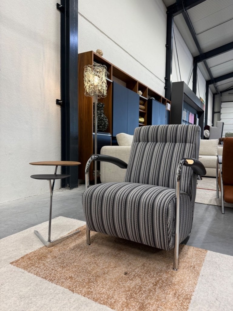 Als nieuw Leolux Scylla fauteuil hoog zwart wit design stoel