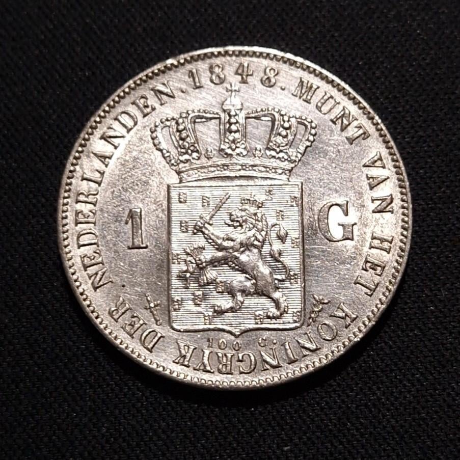 1 gulden 1848, 1 gulden, Verzenden, Zilver, Losse munt
