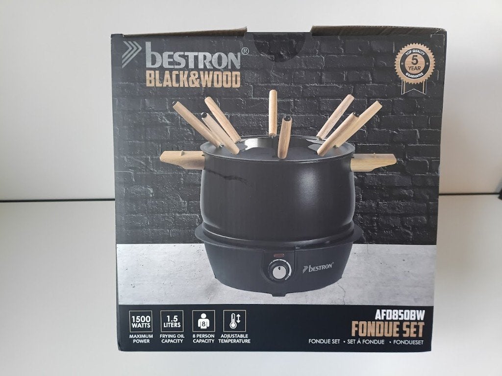 FONDUE SET BRESTON BLACK&WOOD NIEUW, Ophalen of Verzenden, Nieuw, Brander, Fondueset