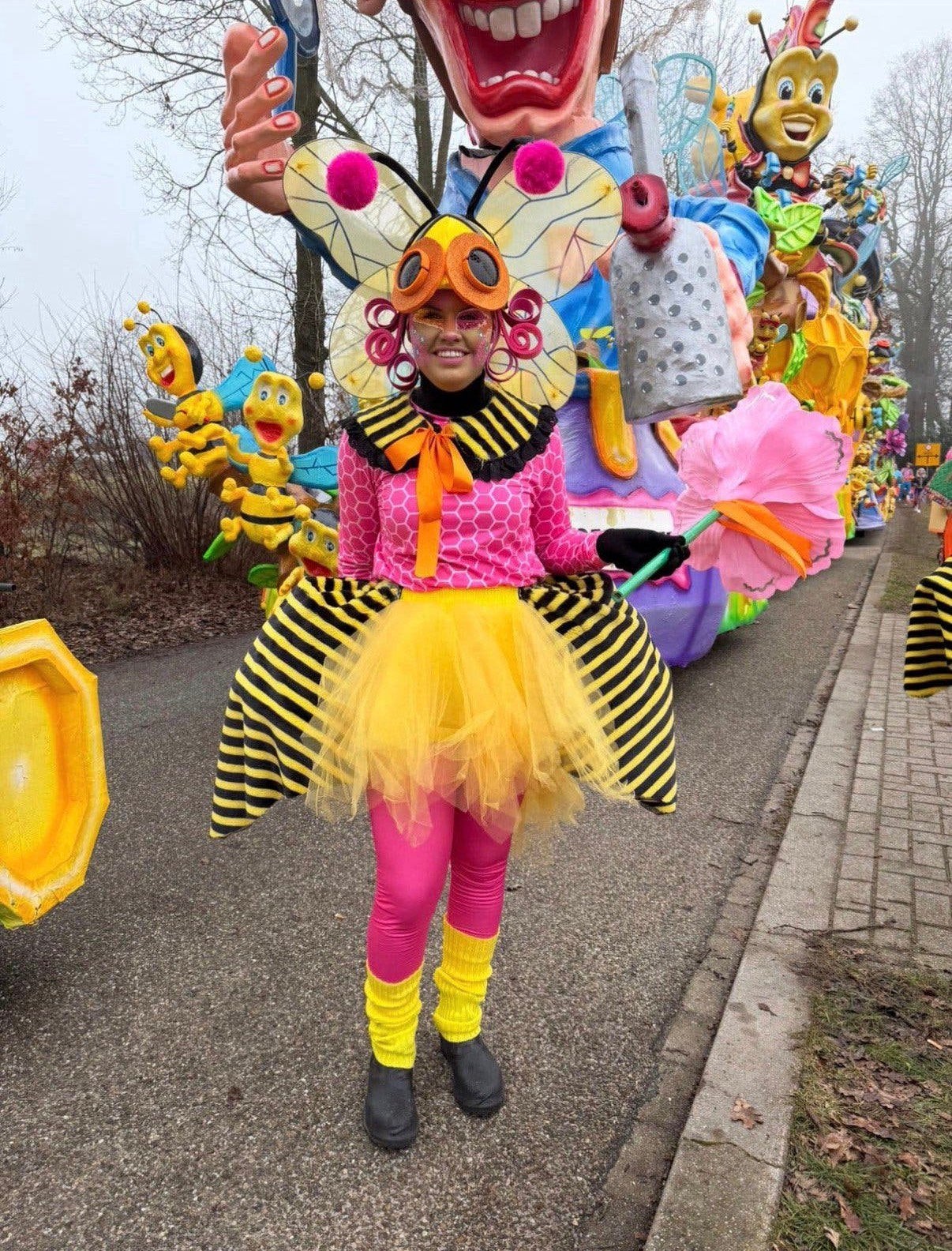 Grote loopgroep thema bijen imkers aardbei en beegees, Ophalen of Verzenden, Zo goed als nieuw, Maat 34 (XS) of kleiner, Carnaval