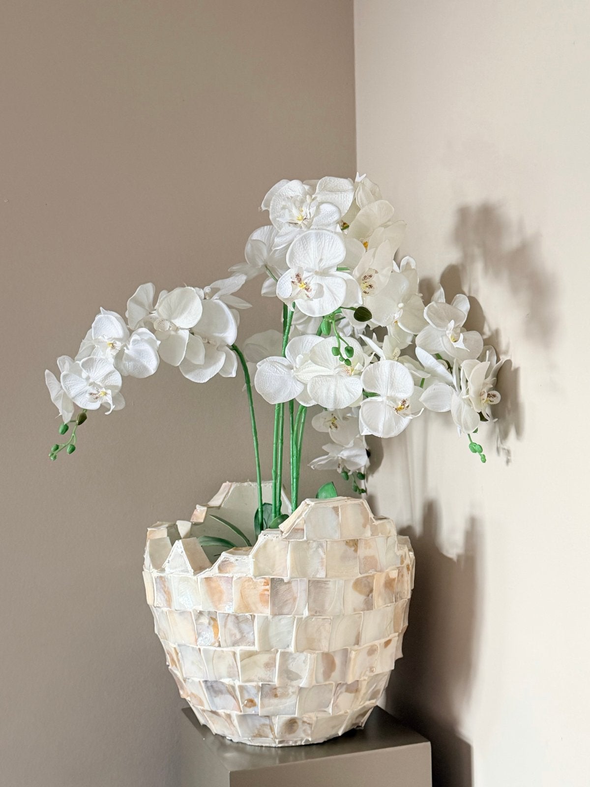 Decoratieve potten met parelmoer mozaïek, Ophalen, Gebruikt, Meerkleurig, Natuurlijk materiaal
