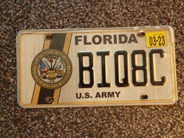 Kentekenplaat licenseplate Florida US Army USA, Verzenden, Gebruikt, Auto's