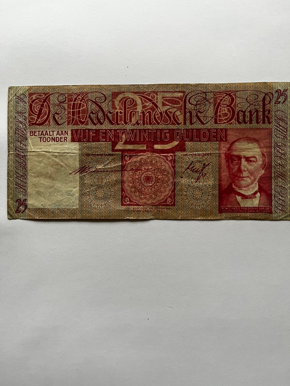 Zeldzaam 25 Gulden biljet uit 1939 - De Nederlandsche Bank, Ophalen, 25 gulden, Los biljet