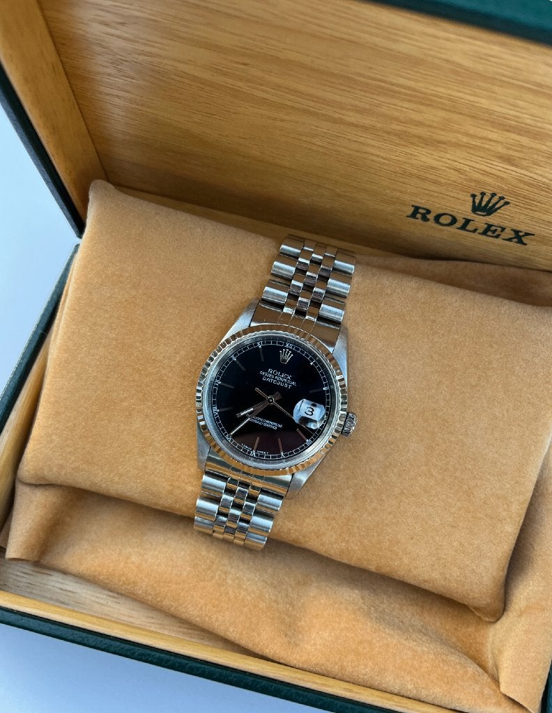 Rolex Datejust 16234 Black Dial 1997 | Box, Staal, Rolex, Polshorloge, Ophalen of Verzenden