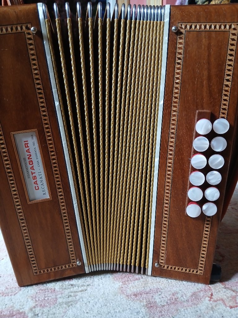 Trekharmonica Castagnari G-C, Muziek en Instrumenten, Accordeons, Gebruikt, Overige formaten, Met koffer, Knopaccordeon
