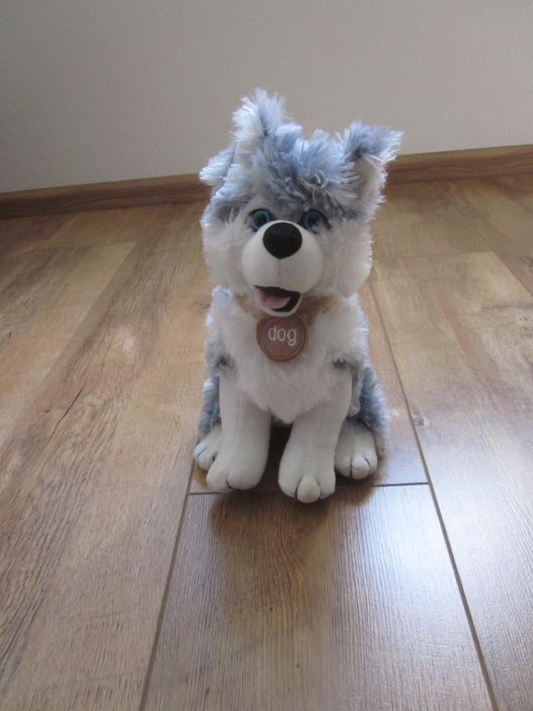 Paws by Dinotoys grijsblauw gemèleerd wit pluche poolhond, Overige merken, Overige karakters, Blauw, Nieuw