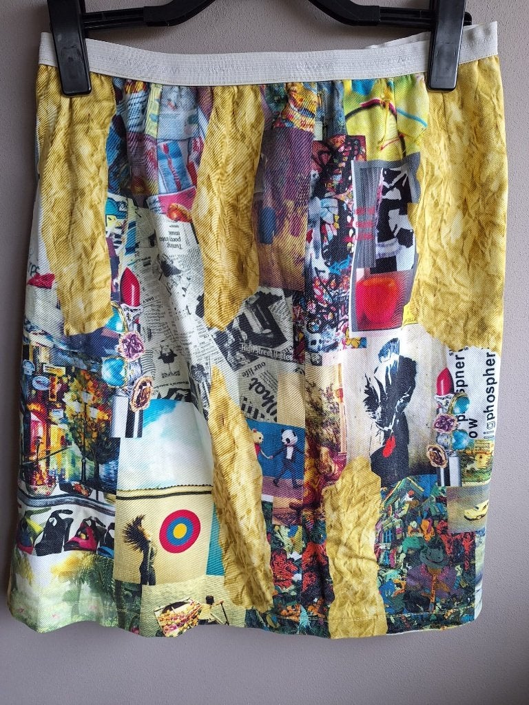 Nieuwe kleurrijke stretch rok print, home made, maat M/L, Ophalen of Verzenden, Nieuw, Maat 38/40 (M), Onder de knie