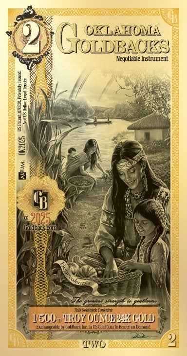 USA 2 goldback Oklahoma 2025, Verzenden, Goud