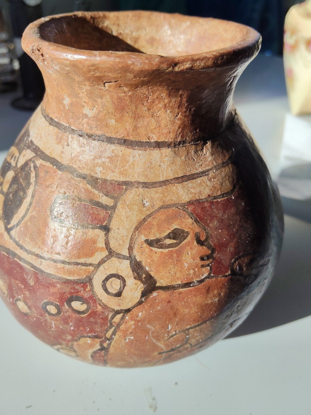 Vintage vaas / pot in handbeschilderde Precolumbiaanse Maya-, Antiek en Kunst, Ophalen of Verzenden