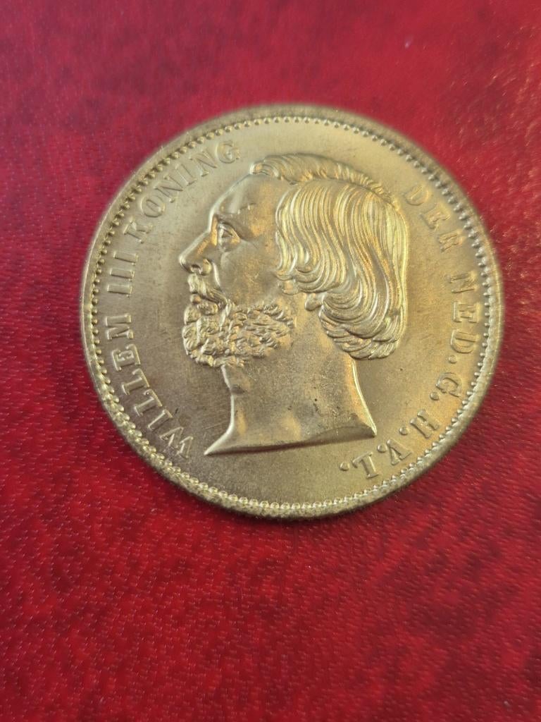 Willem III Gouden 10 Gulden 1850 - Replica, Postzegels en Munten, Munten | Nederland, Losse munt, 10 gulden, Koning Willem III