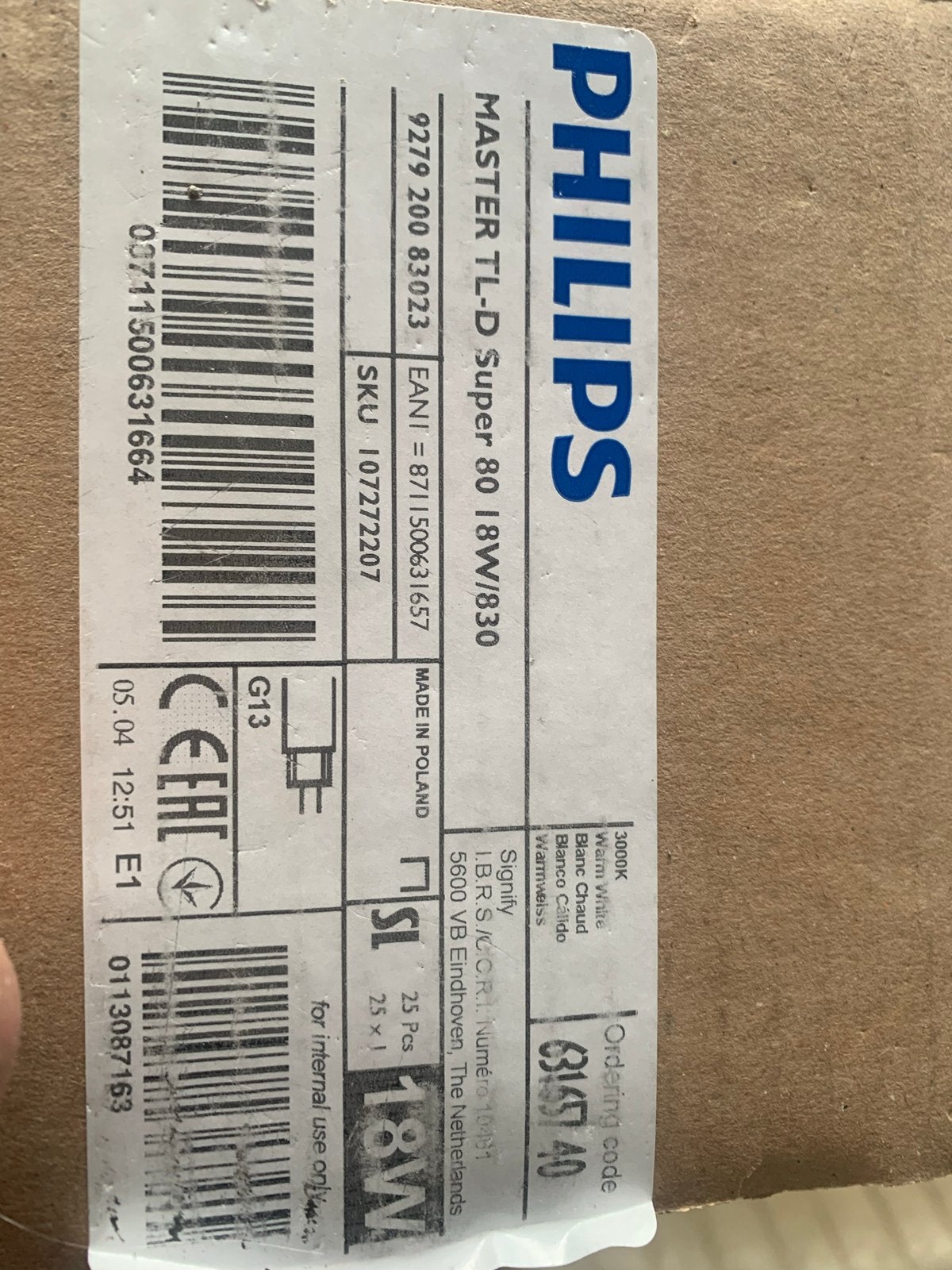 23x Philips Master TL-D Super 80 18W/830 TL-buizen 60cm, Wit, G13 (TL), Philips, Nieuw