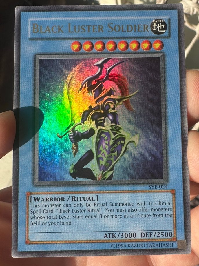 Yu-Gi-Oh! Faded Black Luster Soldier SYE Old US Print !, Ophalen of Verzenden, Gebruikt, Losse kaart, Foil