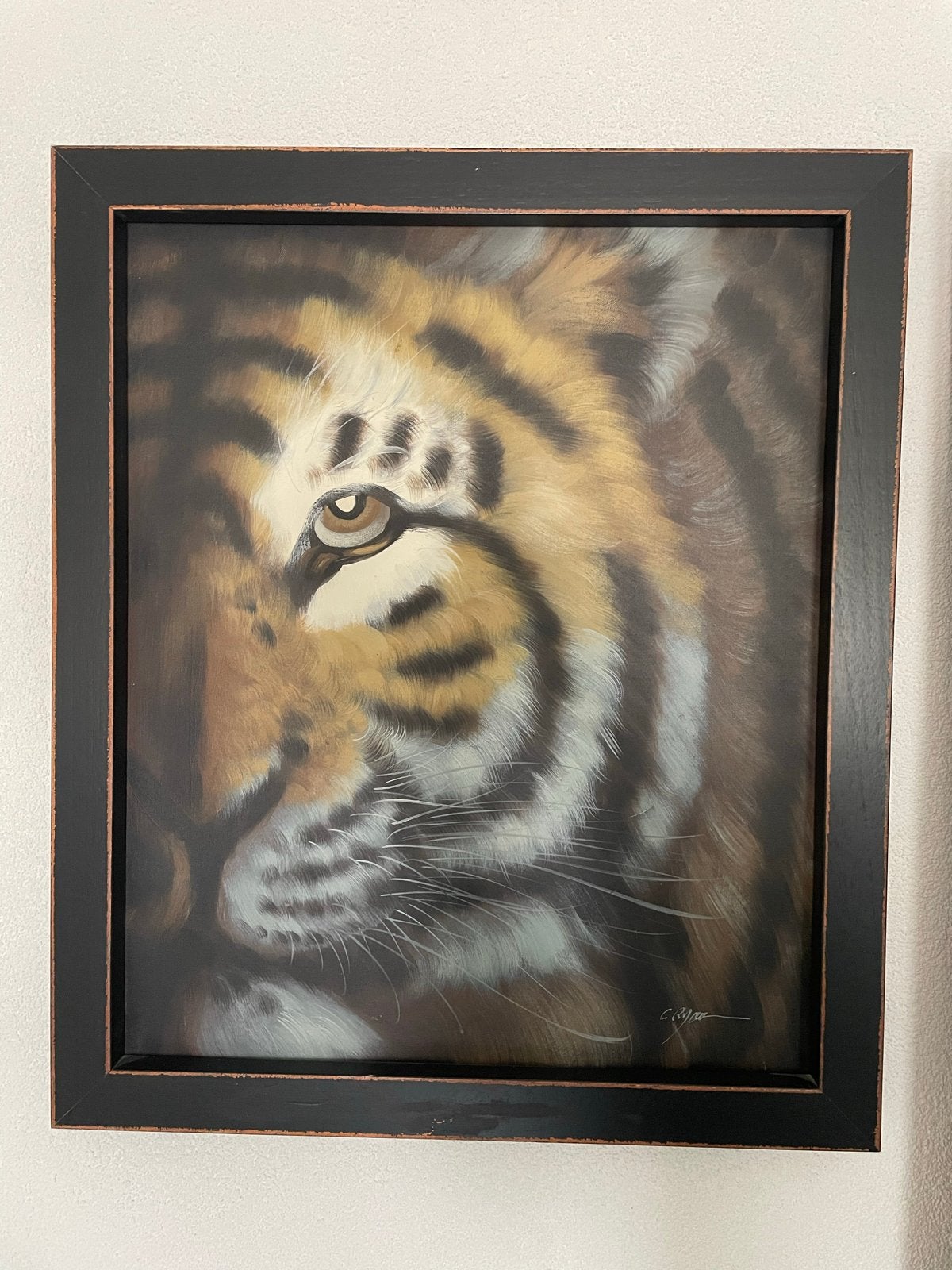 Handgeschilderd Tijger Schilderij - Uniek Kunstwerk, Antiek en Kunst, Ophalen, Handgeschilderd, Dieren, Olieverf