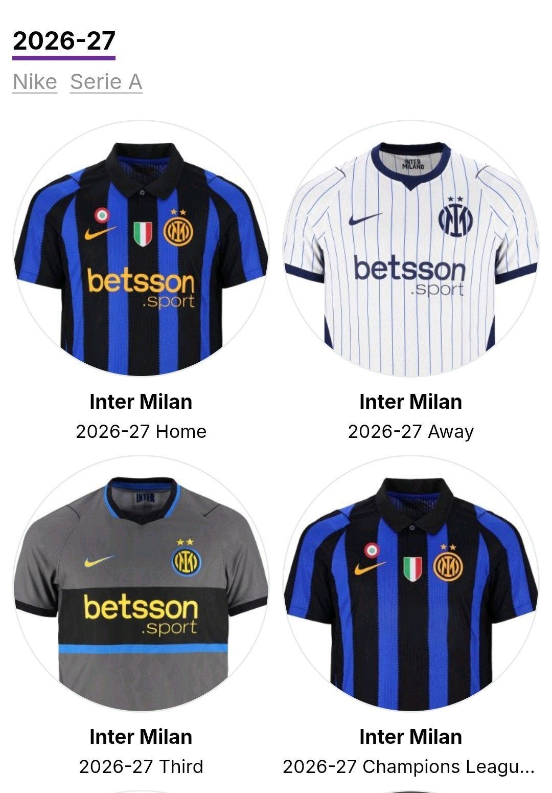 Inter Milan Voetbalshirts - Alle Maten Beschikbaar, Ophalen of Verzenden, Overige maten, Nike, Voetbal