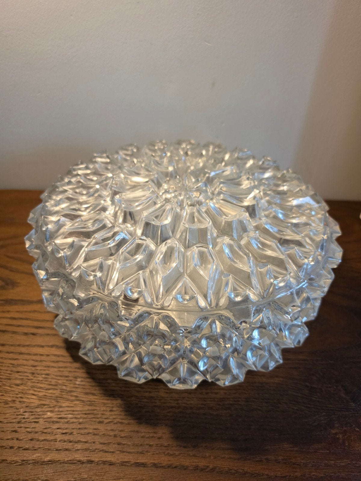 plafonnière ijsglas xxl model vintage plafondlamp wandlamp, Ophalen of Verzenden, Zo goed als nieuw, Glas
