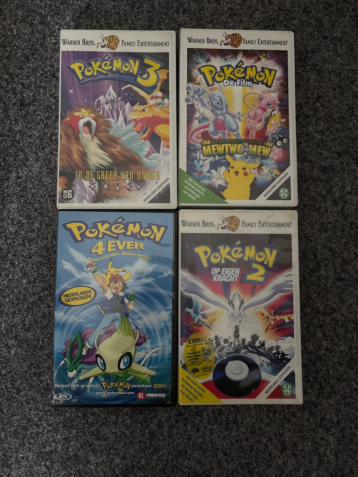 Pokémon VHS films - De Film, 2, 3, 4 (Nederlands), Nederlands ondertiteld, Gebruikt, Alle leeftijden, Kinderfilm