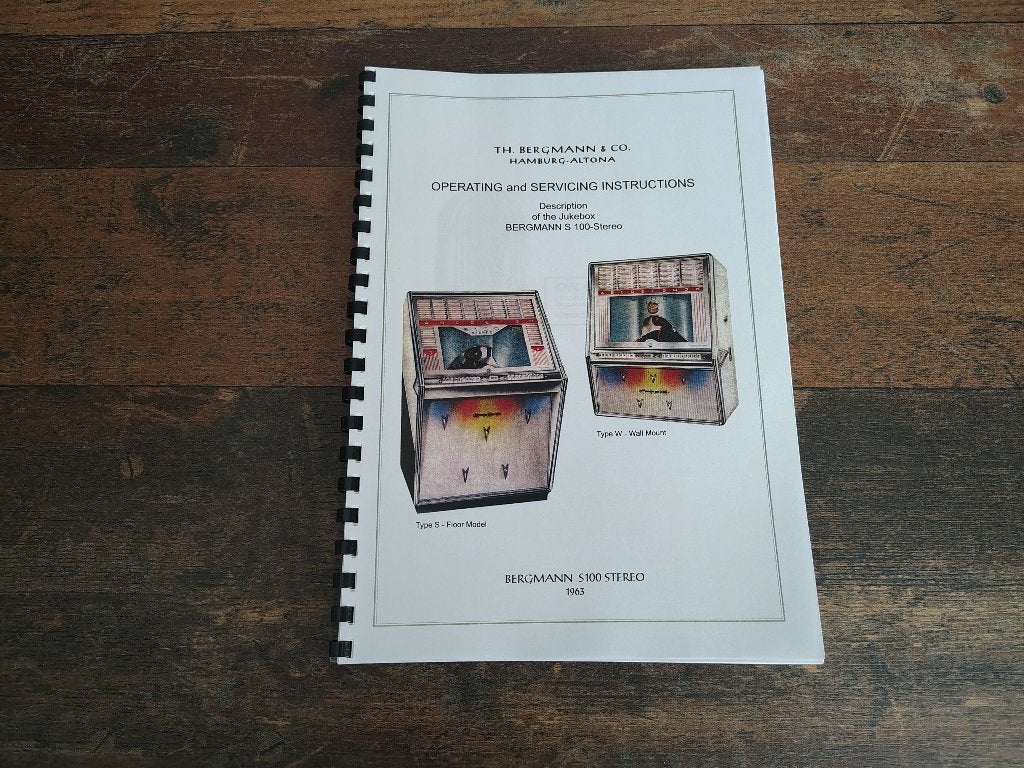Service Manual: Bergmann S100 (1963) jukebox Nieuw !!, Verzenden, Nieuw, 1950 tot 1960, Seeburg