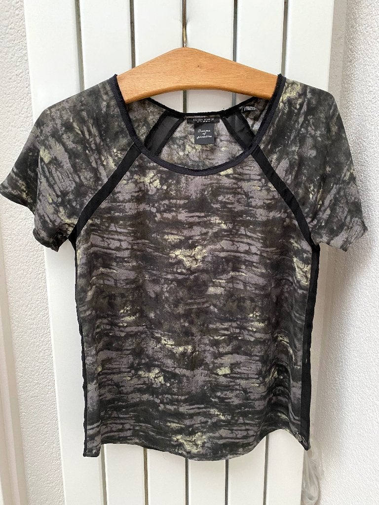 Grijs/lichtgroen/donkergroen/zwart Maison Scotch shirt  (XS), Zo goed als nieuw, Korte mouw, Maat 34 (XS) of kleiner, Groen