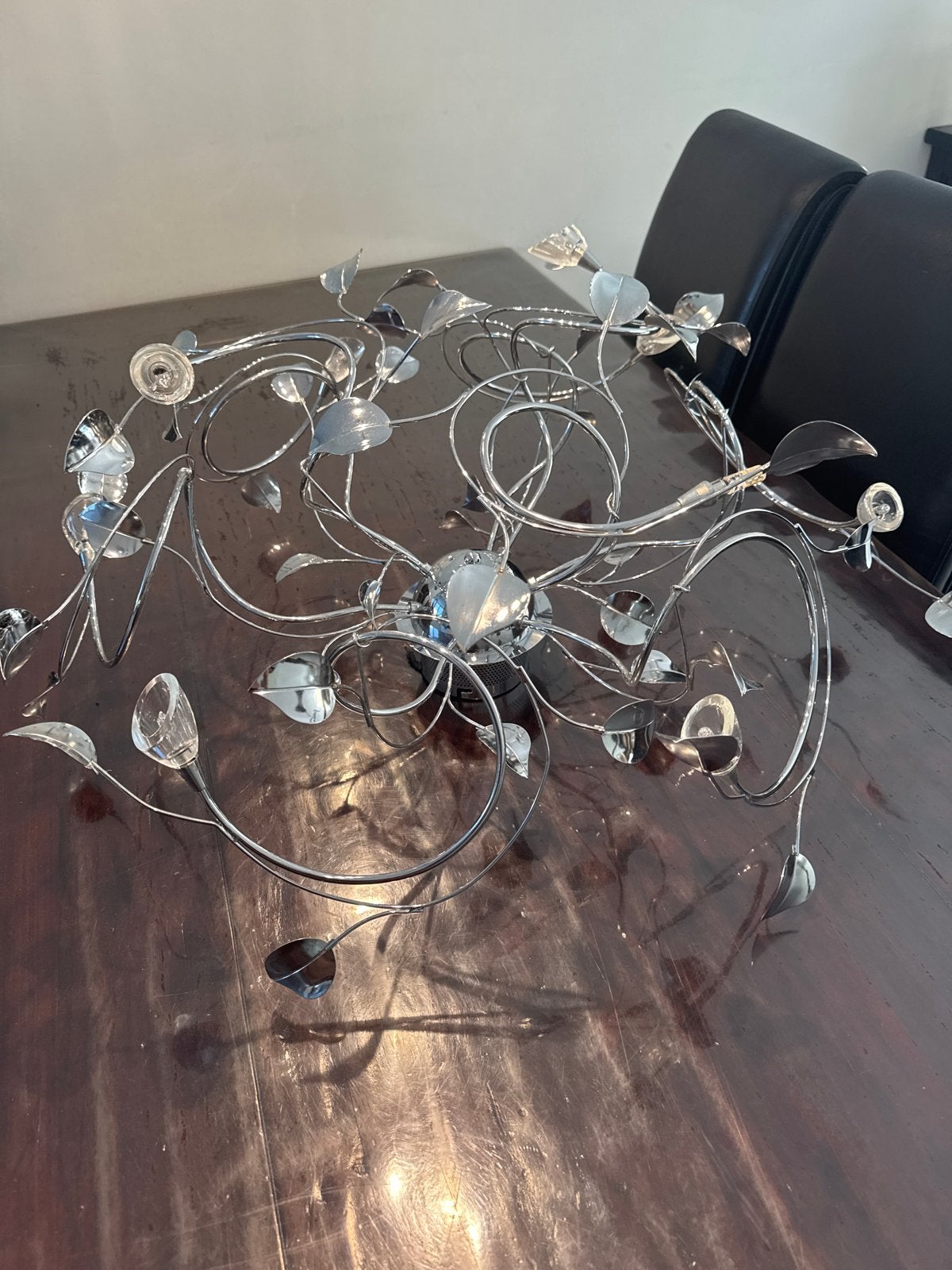 2 stuks Moderne plafondlamp met bladeren en kristallen, Ophalen, Zo goed als nieuw, Metaal, G4