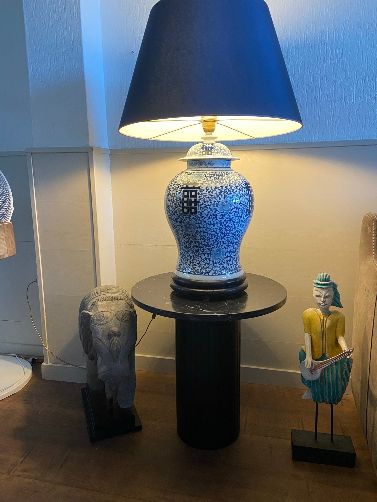 Oosterse vintage lamp met dubbel geluk teken , 80 cm hoog, Ophalen