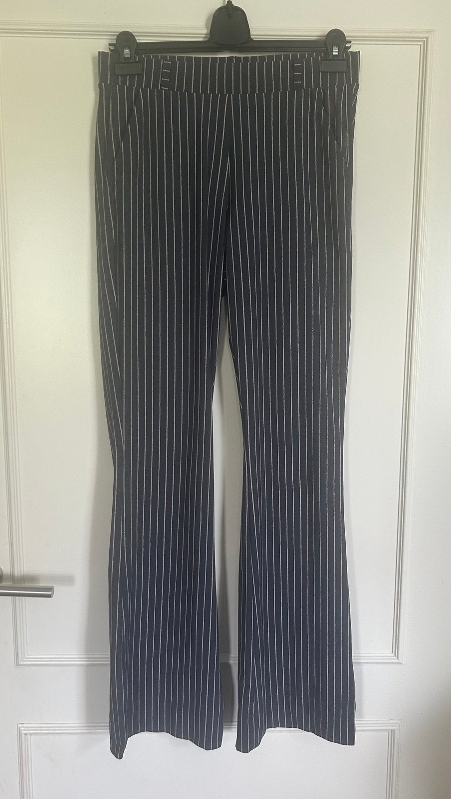 Blauwe witte Studio Anneloes Flared Flair bonded broek S, Zo goed als nieuw, Maat 36 (S), Lang, Verzenden