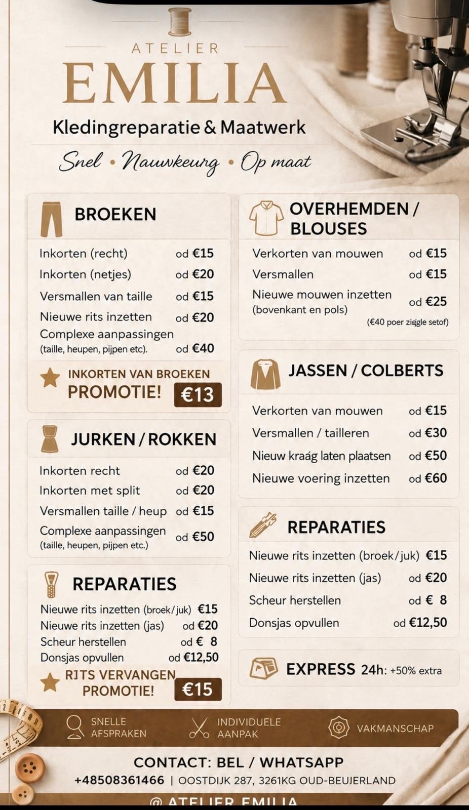 Kleding reperaties, Diensten en Vakmensen, Kleermakers en Kledingontwerpers