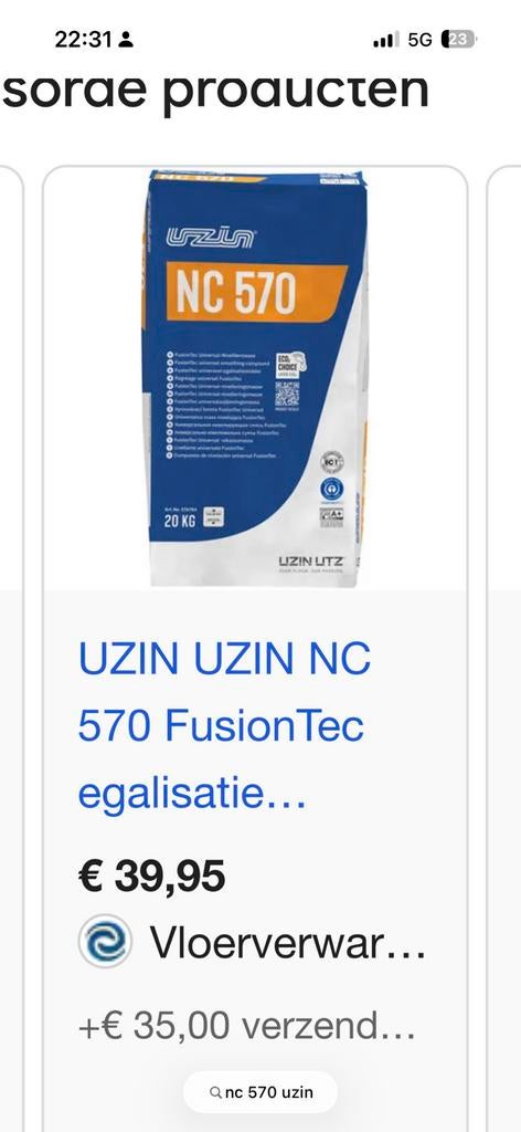 Nc 570 Uzin, Overige materialen, 30 cm of meer, 50 tot 150 cm, Ophalen of Verzenden