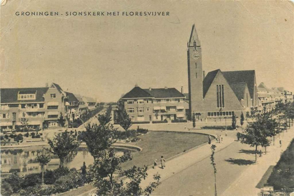381-487-029 Groningen Sionskerk met Floresvijver, Verzenden, Voor 1920, Groningen