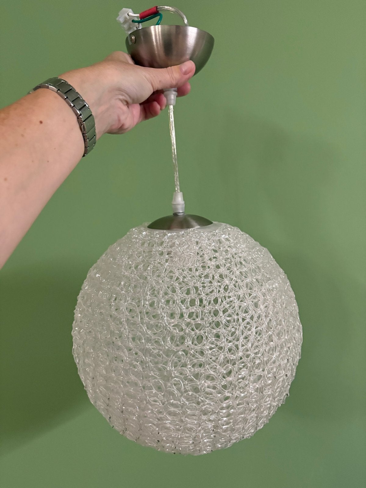 Moderne hanglamp met uniek geweven design, Ophalen of Verzenden, Zo goed als nieuw, Kunststof, E27 (groot)