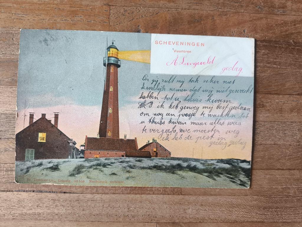 Ansichtkaart Scheveningen Vuurtoren 1906, Verzamelen, Ansichtkaarten | Nederland, Ophalen of Verzenden, Voor 1920, Gelopen, Zuid-Holland