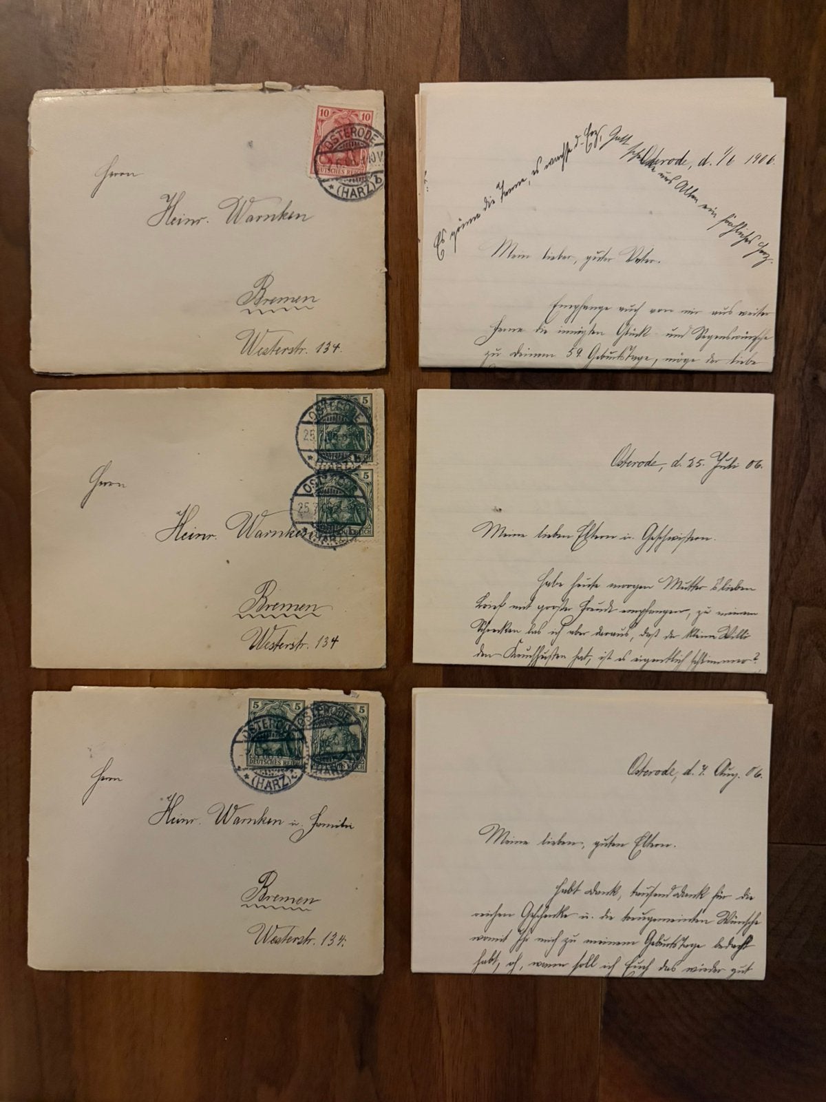 Drie Duitse brieven aan Heinrich Warnken 1906, Ophalen of Verzenden, Brief