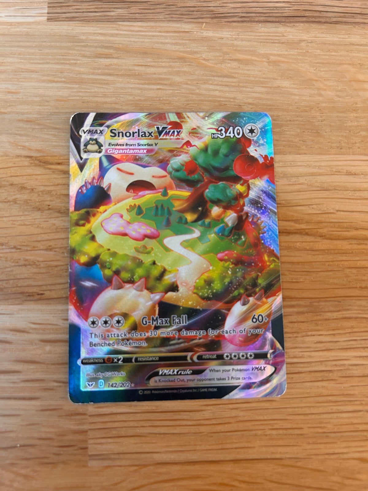 Pokémon Kaart Snorlax VMAX 142/202, Ophalen, Gebruikt, Losse kaart