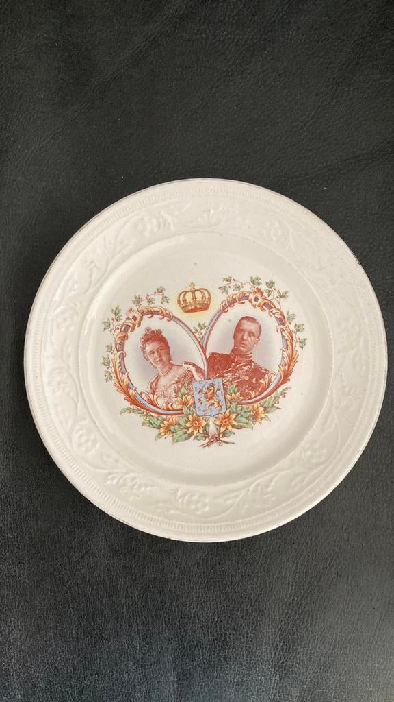 Gedenkbord huwelijk koningin Wilhelmina & prins Hendrik 1901, Ophalen, Zo goed als nieuw, Nederland, Servies