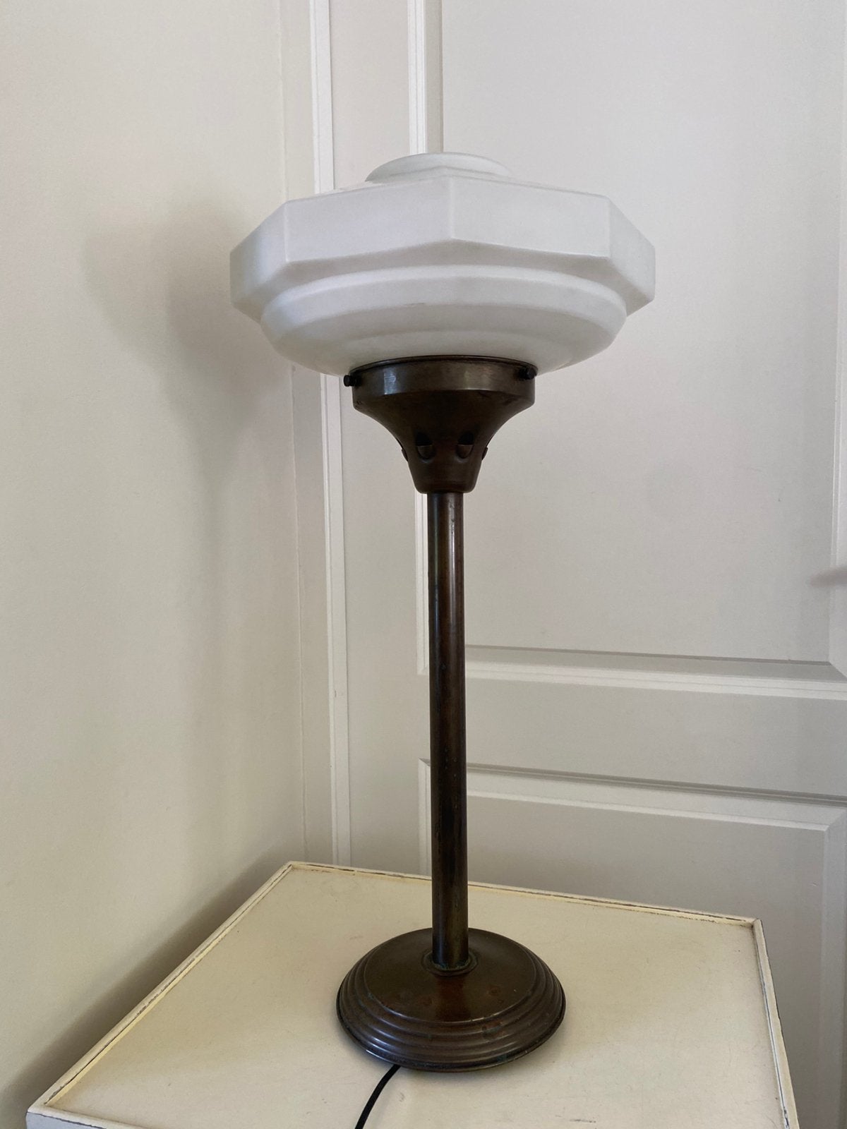 Staande lamp tafellamp art deco vintage brons diamantvorm, Ophalen