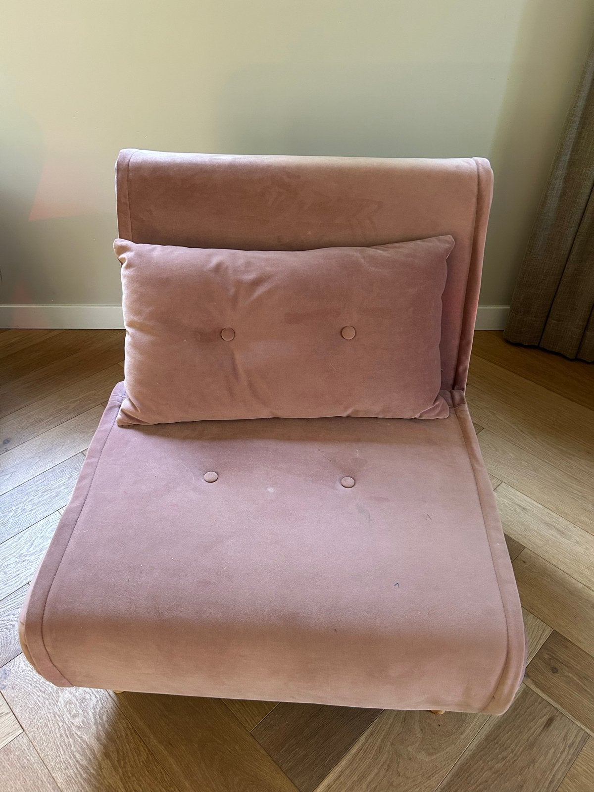 Roze slaapstoel / opvouwbaar bed, Ophalen, Gebruikt, 190 cm of minder, Roze