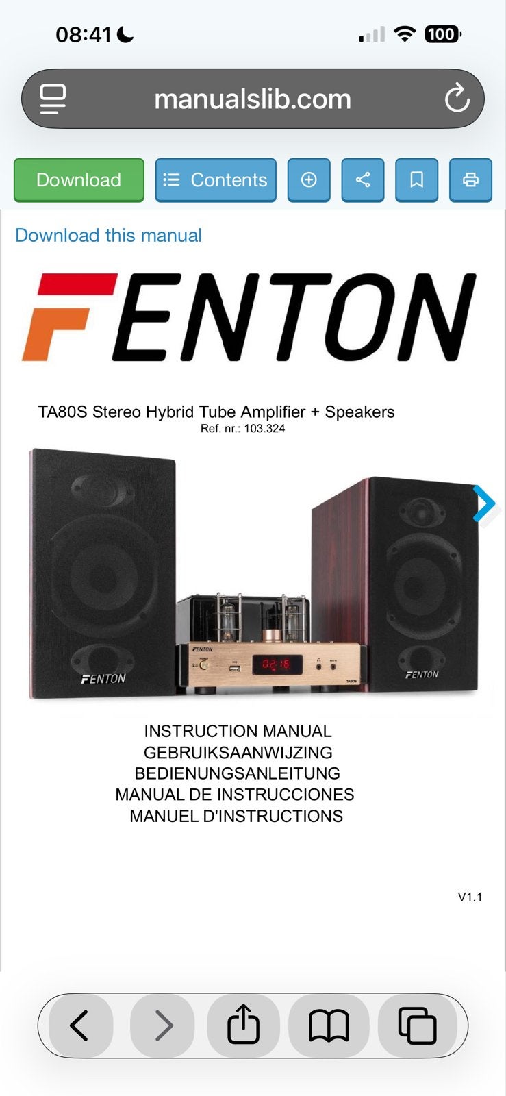 Fenton TA80S Stereo Hybride Buisversterker + Speakers, Audio, Tv en Foto, Overige merken, Ophalen of Verzenden, Zo goed als nieuw