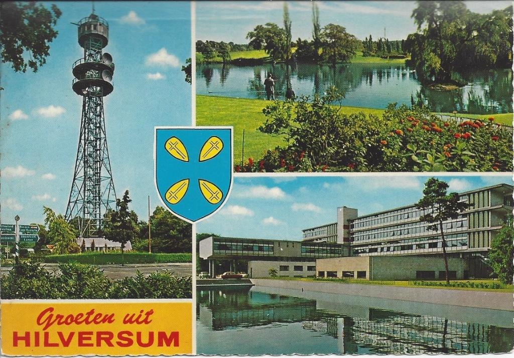 Kaart Hilversum, Ophalen of Verzenden, 1960 tot 1980, Gelopen, Noord-Holland
