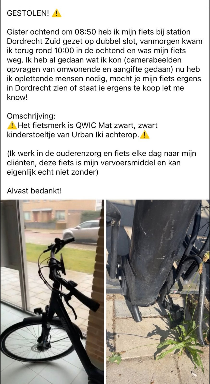 Qwic fiets gestolen!!!! Lezen!, 47 tot 51 cm, Ophalen, Zo goed als nieuw, Qwic
