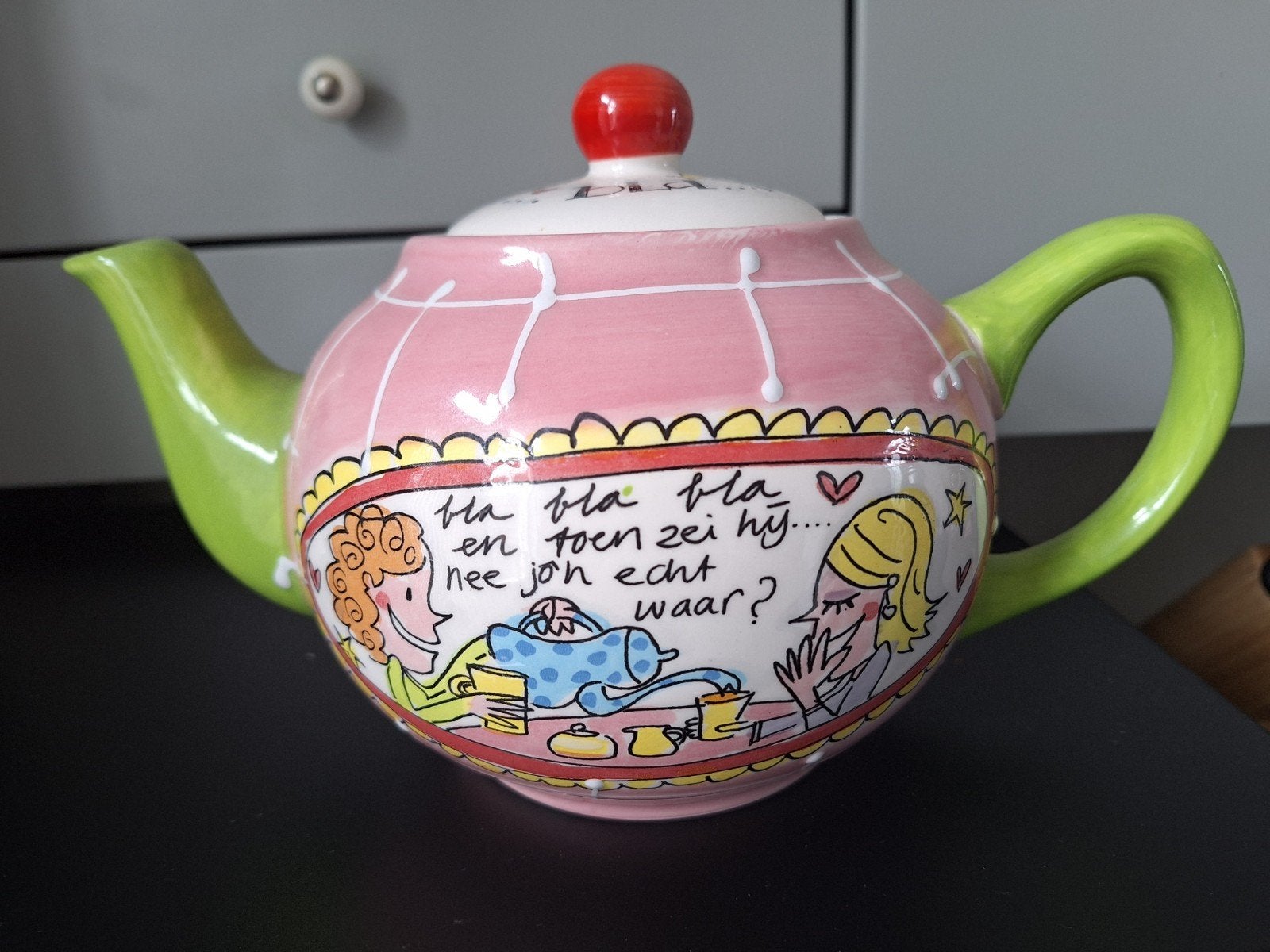 Blond Amsterdam theepot 'Bla bla', nooit gebruikt, Ophalen of Verzenden, Zo goed als nieuw, Aardewerk, Overige typen