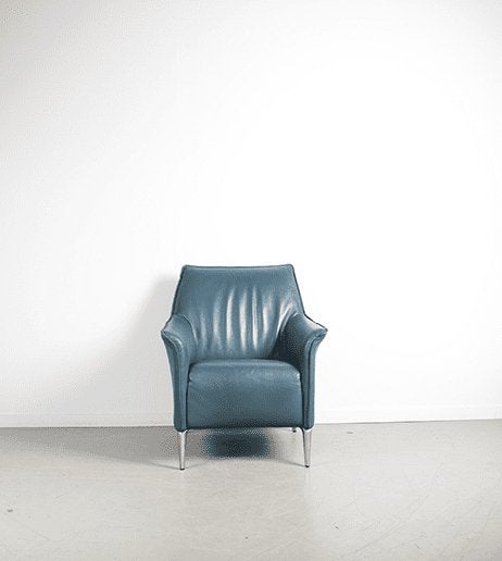 Leolux Mayuro Fauteuil Turquoise Leer - Chroom, Niet ingevuld, Zo goed als nieuw, Niet ingevuld, Niet ingevuld