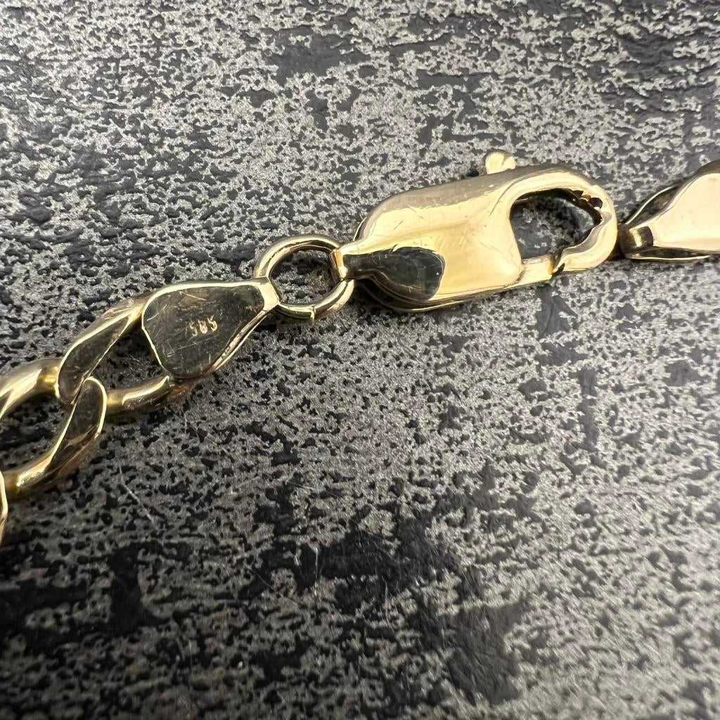 14k gouden armband figaro schakel massief, Ophalen of Verzenden, Zo goed als nieuw, Goud